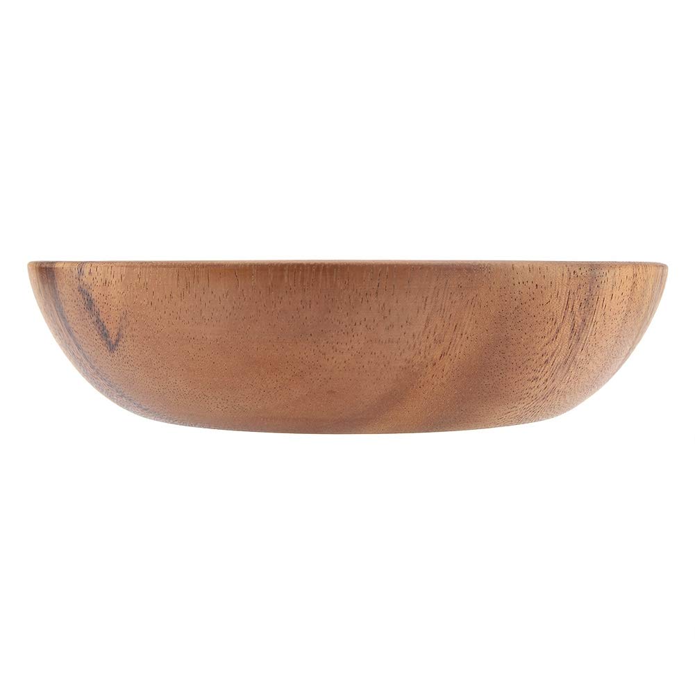 Aigend Wooden Salad Bowl, Solid Wooden Bowl for Salad Soup Rice, 20 * 4.5cm, Brown, Round