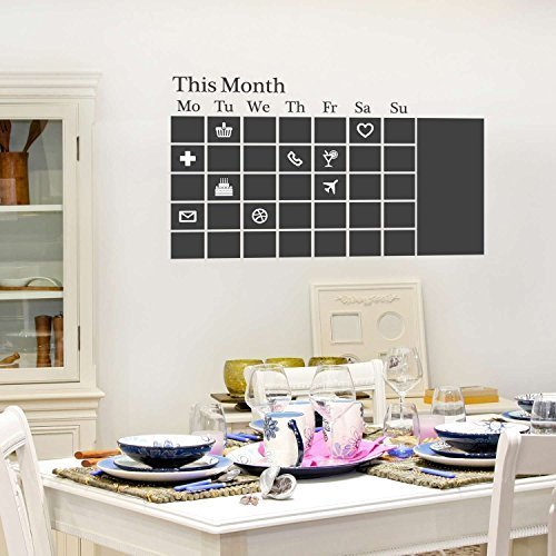 Walplus 130 x 76 cm "Calendar" Office Home Decoration Removable Wall Stickers, Black