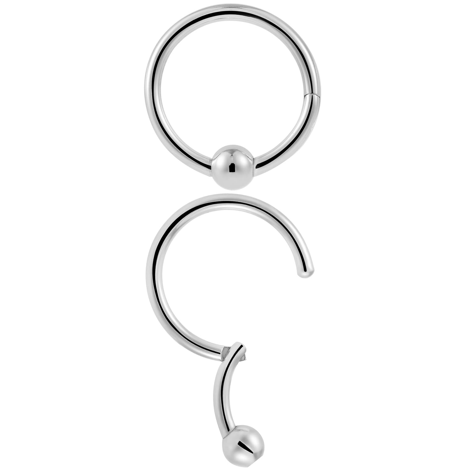 NewkeepsR 2 PCS-16g×6mm 316L Steel Septum Piercing Jewellery Rings,Hinged Clicker Captive Bead Hoop Daith Helix Tragus Body Piercing