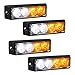 LAMPHUS SolarBlast SBLH04 LED Strobe Grille Flashing Lights [22 Modes] [4 Watt] [TIR] [Weatherproof] Warning Lights for Police & Firefighter Emergency Vehicles - Amber/White (4 Pack)