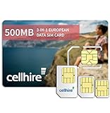 Cellhire Prepaid 4G Europe Data SIM Card - Europe 500MB Bundle - 33 countries - 3-in-1 SIM