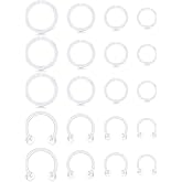 D.Bella Clear Septum Piercing Retainers 16G Septum Rings Acrylic Bioflex Lip Eyebrow Ear Nose Ring Horseshoe Cartilage Helix Rook Daith Tragus Earring Plastic Piercing Retainer for Work Surgery