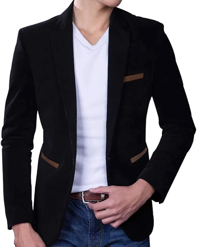 Men's Corduroy Blazer Business Coat Cotton Smart Formal Dinner Casual