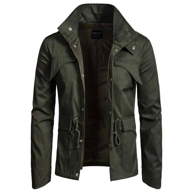 Geili Herren Windjacke Große Größen Mantel Baumwolle Militär Jacke Fruhling Herbst Taschen Übergangsjacke Parka Pilotenjacke 
