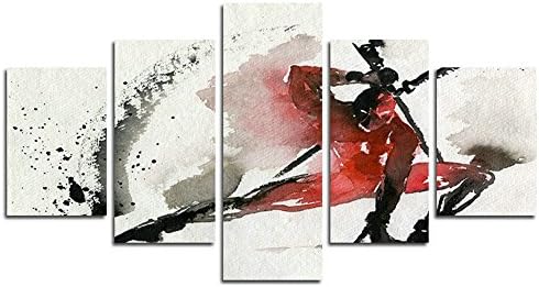 AtfArt 5 Piece Abstract watercolor Deadpool Merc with mouth miracle cartoon superhero painting for living room home…