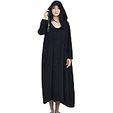 LUZU JUNU Women's Trench Coat Cotton Linen Hoodie Jacket Long Sleeve Chinese Frog Button Outwear with Pocket