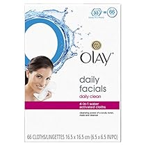 Olay Daily Facials Soap-Free Eye Makeup Remover and 4-In-1 Water Activated Facial Cleanser Cloths, Daily Clean 66 Count