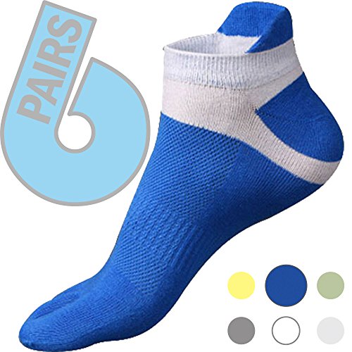 Five finger toe socks blue 6 pack. For sports, running, athletic, walking, yoga