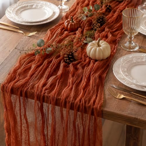Sioloc Terracotta Cheesecloth Table Runner