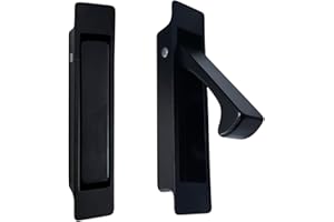 QCAA Forged Solid Brass Aged Pull, Sliding Pocket Door Pull Handle Edge Pull, Matte Black, 1 Pack, Made in Taiwan