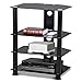 Yaheetech 4 Tier Component Media Stand Audio Video Rack Entertainment Center with Cable Management Storage for Xbox Playstation Speakers Cable Boxes Black Glass Desktop 110Lb Capacity