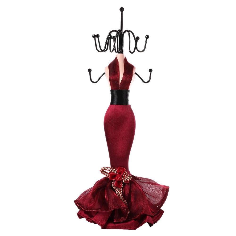 Pongnas Jewellery Display Stand, Jewellery Stand, Pendant Earrings Bracelet Ring Ring Shoes Dress Jewellery Model Display (Burgundy Small Model)