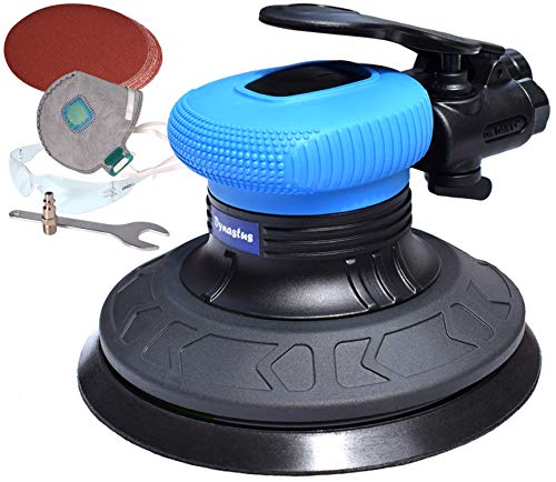 6-Inch Random Orbit Air Palm Sander, Dual Action Pneumatic Polisher with 10pcs Sanding Discs Pad & Protective kits
