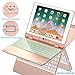 Phixnozar F1 Keyboard Case Compatible with iPad 2018 (6th Gen)/2017 (5th Gen)/Pro 9.7/Air 2 & 1 | Double-Rotating Hinge & Aluminum Keyboard/Case | Colorful Backlit Keys & Long Working Time (Rose Gold)