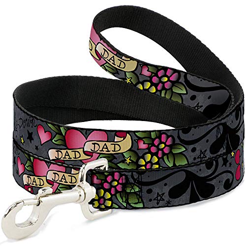 Buckle-Down Dog Leash Dad Dad Gray Available in Different Lengths and Widths fo…