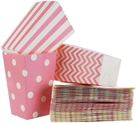 FLOWOW Pink Popcorn Boxes 36pcs Box of Snacks Containers and Popcorn popcorn Containers of Sweets for Party Snacks, Cakes, Gifts, Party Tableware Disposable, of the Newborn Baby Party