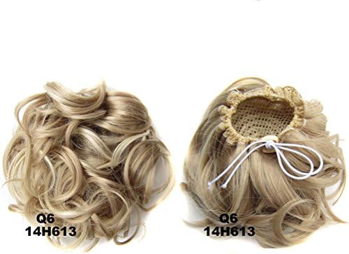 Wesell Q6 Wavy Messy Bun Up Hair Piece Hair Ribbon Ponytail Extensions Draw String Scrunchy Curly Donut Hair Chignons