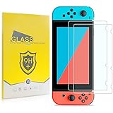 Nintendo Switch Screen Protector, TJS [Tempered Glass] [2-Piece] [Works While Docking] - 0.3mm Thickness/Bubble Free/Ultra Clear/9H Hardness/Anti-Scratch/Shatterproof/Anti-Fingerprint