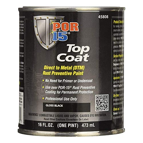 POR15 Gloss Black Top Coat Paint 16 fl oz Direct to Metal Paint