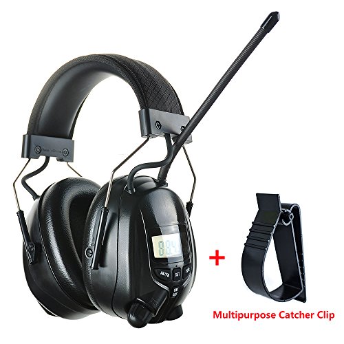 PROTEAR Radio Safety Earmuffs Audio Tough Sound Electronic Noise Reduction Ear Defenders Hearing Protector for Woodworking Mowing Ear Protection Headphones- AM/FM Radio- Phone/MP3 Stereo Jack-NRR 25dB