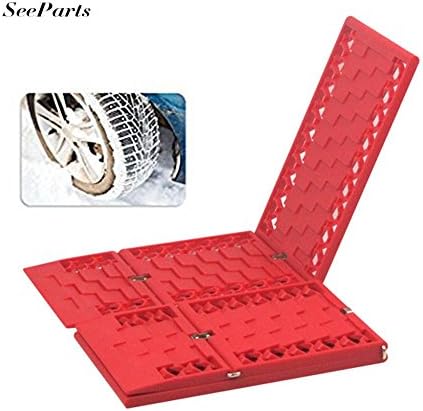 Tire Traction Mats , All-Weather Foldable Best Snow Chain Alternative Anti Spinning Snow Grabber Ideal To Unstuck Your Car From Snow, Ice, and Mud (2 Pack) EU-SPA-014