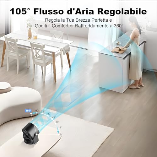 Quiet, Powerful and Adjustable Table Fan | LED Display, 11 Speed, 5400 mAh | Wall Fan Variable Tilt 105° for Room, Living Room, Kitchen, Desk, Camping