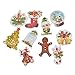 Souarts 50pcs Mixed Random Christmas Wooden Buttons, 2 Holes Buttons for Sewing Crafts DIY Projects (Tree Stocking Snowman)