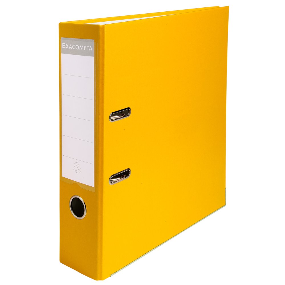 Exacompta - Ref 918404B - PP Lever Arch File - 320 x 290mm in Size, Suitable for Storing A4 Documents, 75mm Spine, Reinforced Finger Pull & Bottom Edge - Yellow