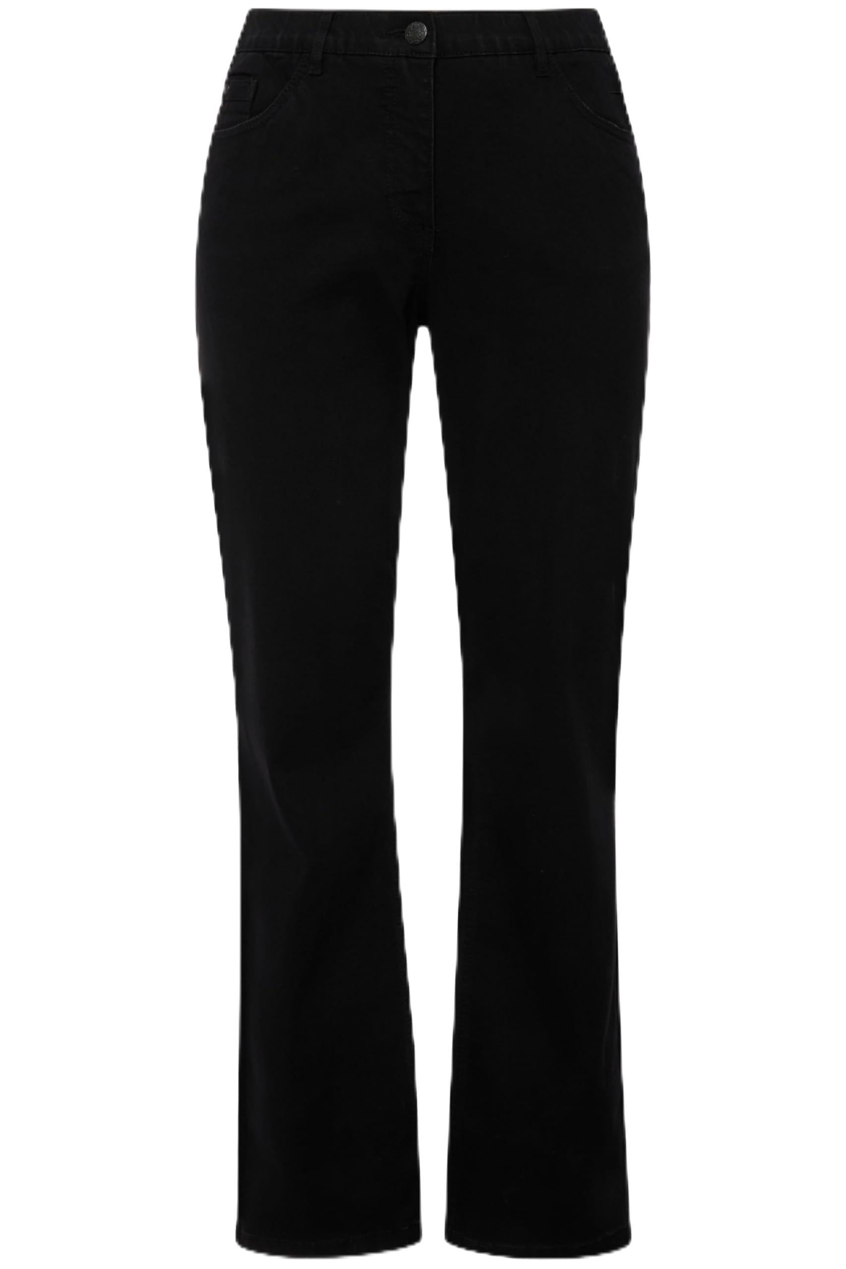 Ulla Popken Womenswear Plus Size Curvy Oversize Great Lengths Straight Leg Mandy Fit Stretch Jeans Black 18 724598 10-44