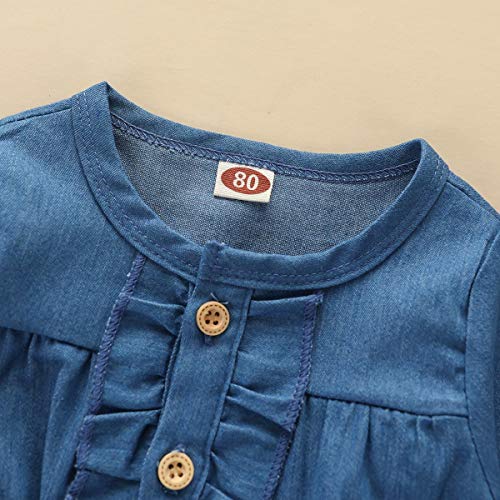 JBEELATE Baby Girls Halloween Denim Dress Long Sleeve Ruffle Button Dress Ghost Printed Tutu Skirt (Halloween Pumpkin, 2-3T)