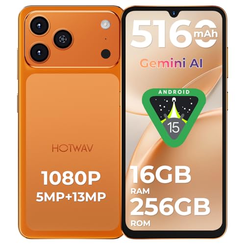 HOTWAV A17 Pro Max Mobile Phone Unlocked 4G Android 15 Large Screen 6.75" 120Hz Long Battery Life 5160mAh Camera 13MP Storage 128GB Expandable 1TB Octa Core Warranty 2 Years Cheap