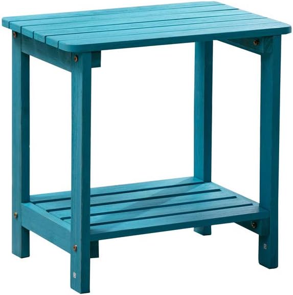 B&Z KD-50T Outdoor Porch Wooden Side Table Rectangular Rustic W/Storage Turquoise : Garden & Outdoor