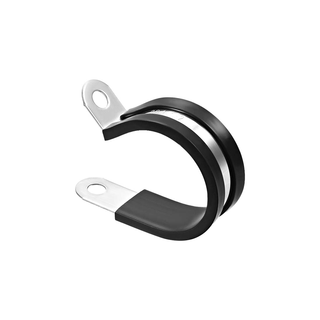 sourcing map 1-1/4"(32mm) Cable Clamp, 304 Stainless Steel Rubber Cushioned Insulated Clamp R Shape Metal Clamp Tube Holder for Pipe Hose 10Pcs