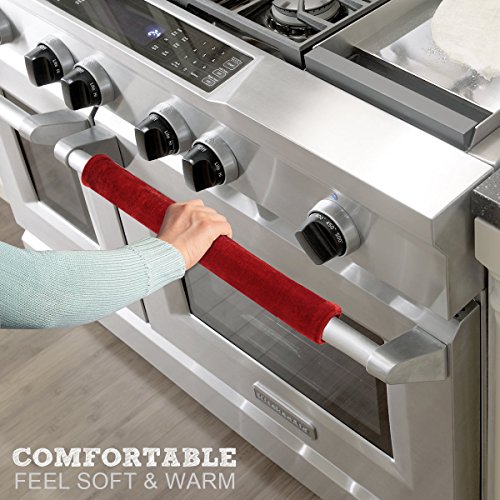 Comforfeel Refrigerator Door Kitchen Appliance Handle Covers, Keep Your Kitchen Appliance Handle Clean (Red)
