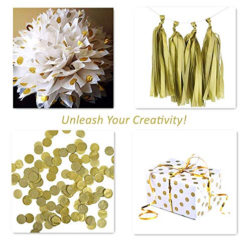 image for UNIQOOO 60 Sheets Premium Metallic Gold & Gold Polka Dot Tissue Gift W