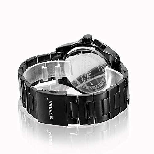 Curren los Hombres Relojes Top Marca Full Acero Auto Fecha Cuarzo Reloj Negro 8018 - Imagen 6