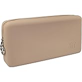 Jaasuee Zipper Makeup Brush Bag for Travel, Cosmetic Case for Women,Large Silicone Holder, Brush Pouch Case for Tools - Khaki