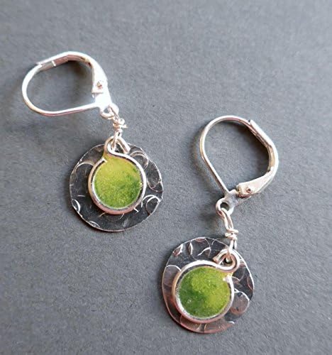 womens lightweight silver tone small two tone green lever back drop earrings