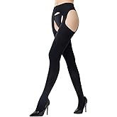 MANZI Suspender Tights for Women Opaque Garter Belt 60D Suspender Pantyhose Sheer Thigh High Stockings