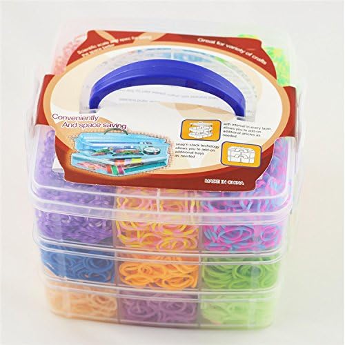 Urbanlifeshop Premium Quality Mega Box, Talented Kidz Rainbow Rubber Band Refill Loom &amp; Storage Organizer 5400 pcs fun rubber loom bands box set