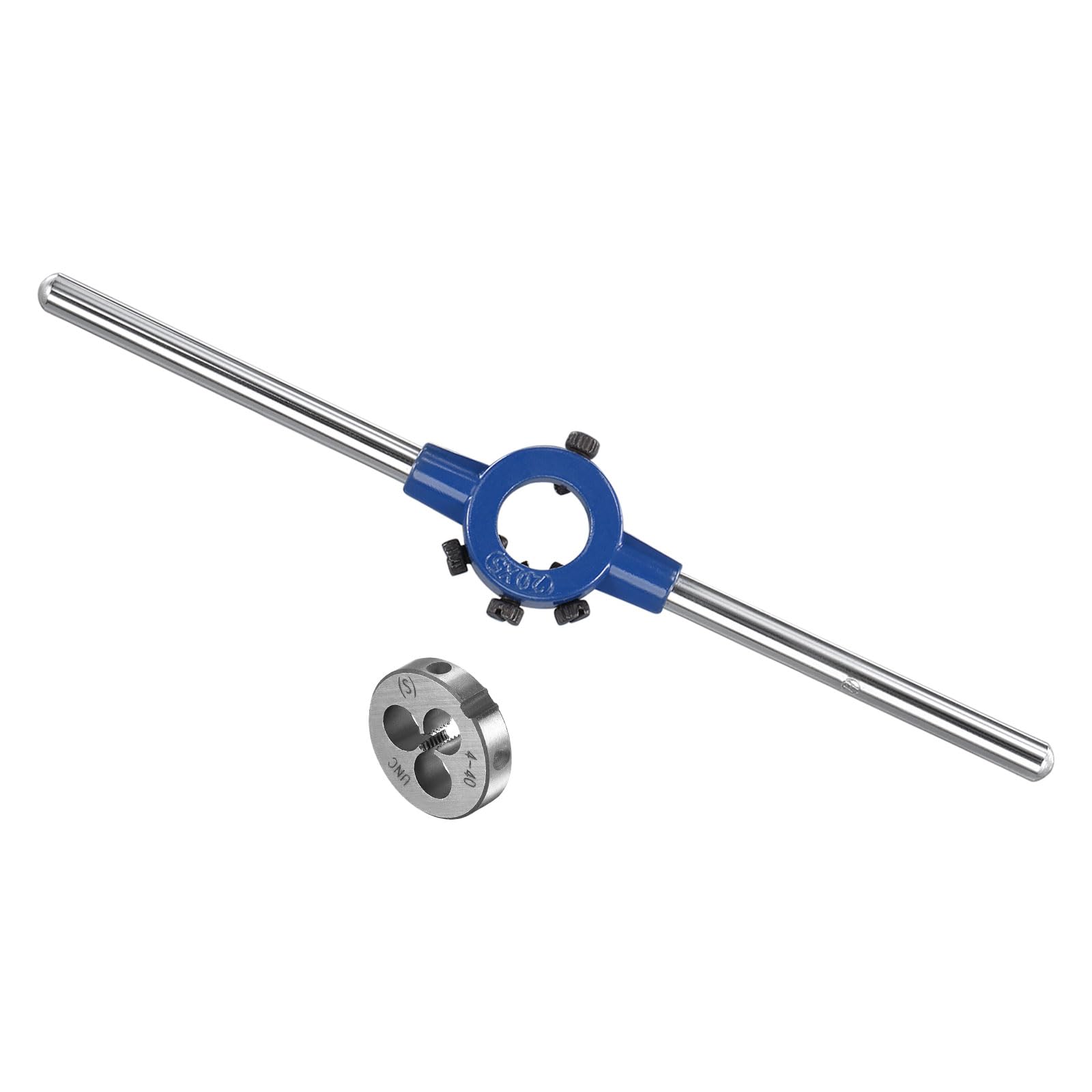 CoCud Die Stock Handle Set, #4-40 UNC Thread Die & Fit 11mm-20mm OD / M3-M4 Die Wrench Tool Kit - (Applications: for Threading Repairing), 1-Set