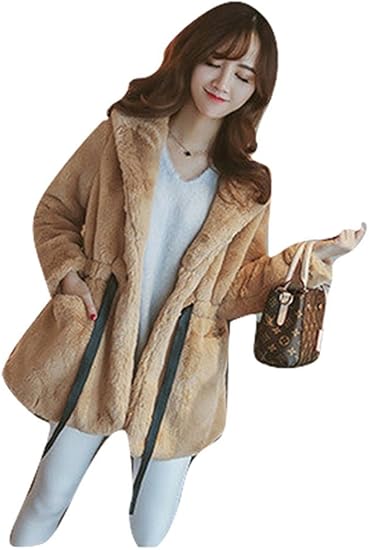 Amazon 早見蜜 もこもこ あったか ガーリー ボア フーテッド ハーフ コート レディース 白 グレー 薄茶 かわいい 防寒 ガウン アウター ショート フード ウエストマーク リボン コート ジャケット 通販