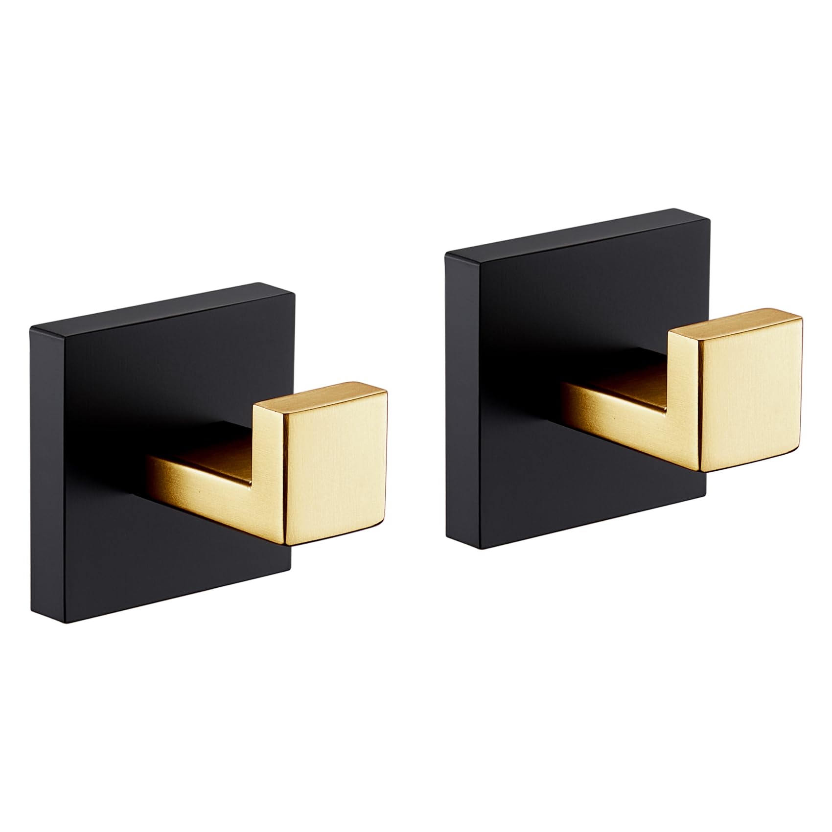 Photo 1 of KOKOSIRI Robe Hooks for Bathrooms Towel Hooks Coat Hook Kitchen Garage Heavy Duty Wall Mounted Stainless Steel Brushed Gold and Matte Black, 2 Pack B1010GDK-P2