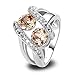 lingmei 7.5mm*7.5mm Round Cut Cz Created Morganite & White Stones Women's Ring US Size