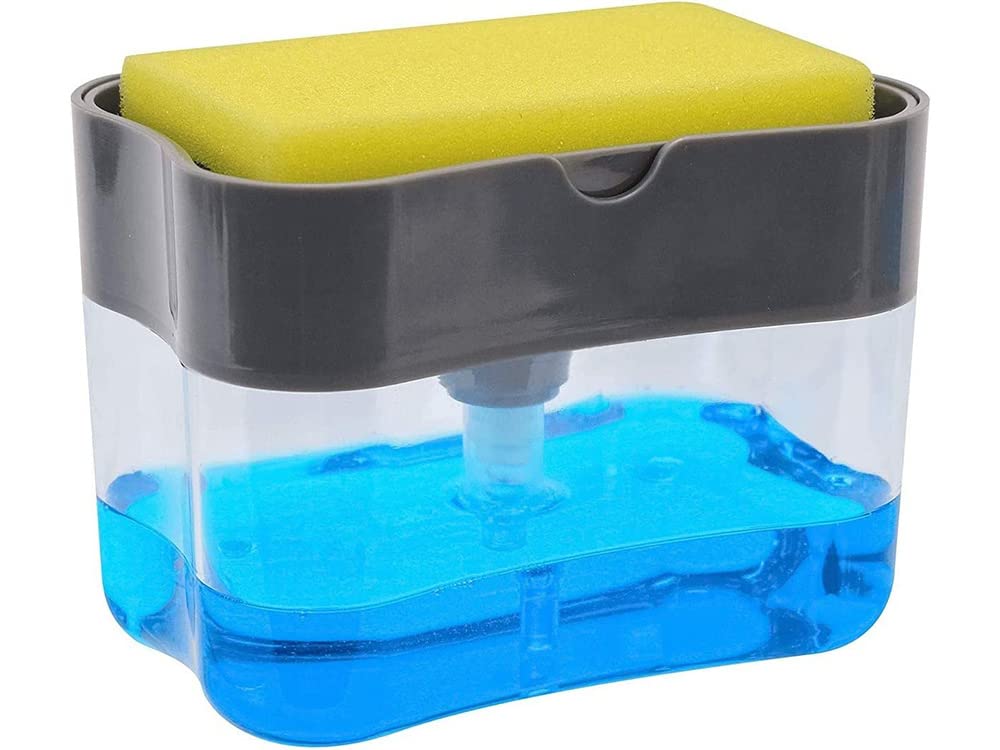 PARENCE. - Dishwashing Liquid Dispenser with Sponge/Sponge Holder and Soap Dispenser - Sink Organizer with Sponge)