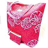 Estee Lauder Lilly Pulitzer Beach Cosmetic Large Tote Bag + Small Pouch Bag Duo