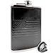 Leather American Flag Hip Flask - Leak Proof Food Grade Stainless Steel for Whiskey or Bourbon Liquor | Bonus Funnel (USA 8 Ounce Flask, Black Leather Wrap)