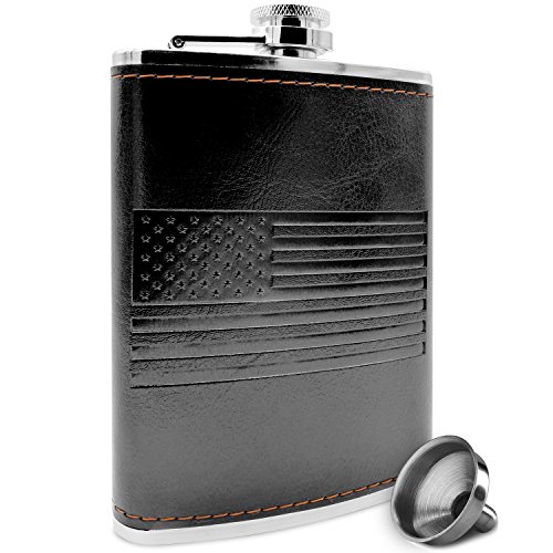 Premium american flag flask - soft touch faux wrap | 18…