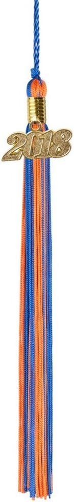 GraduationRoyal Two-Colored Graduation Tassel (9-inch) with Gold 2018 Year Charm (Royal&Orange)