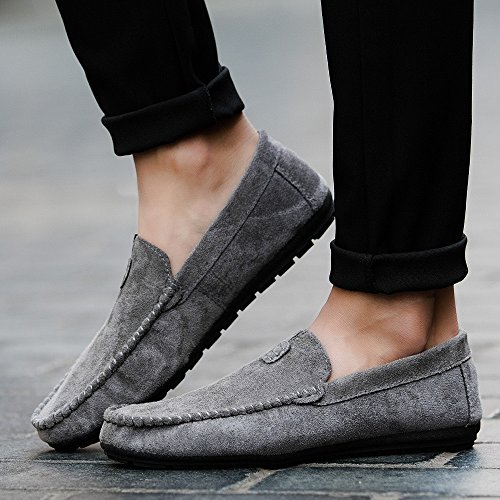 Men's Driving Shoes Slip-on Loafers Casual and Comfortable Solid Bean Shoes Flat Boat Shoes - Thumbnail 6